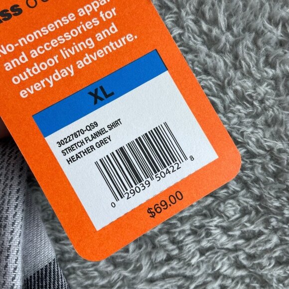 Bass Outdoor Heather Grey Stretch Flannel Shirt XL Plaid Button-Up NWT 4384 - Picture 5 of 10